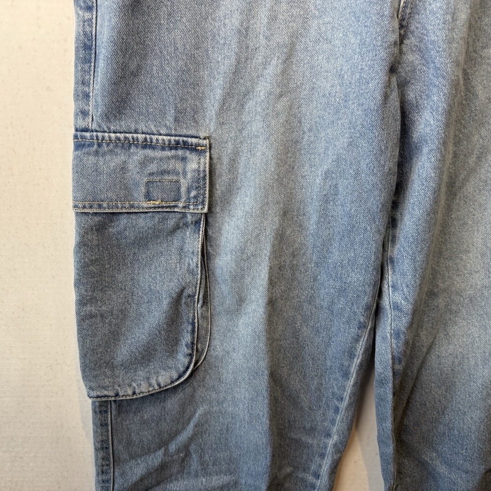 Forever 21 Women's XL NWT Denim Cargo Jogger Pants Y2K Streetwear Utility - Picture 4 of 14